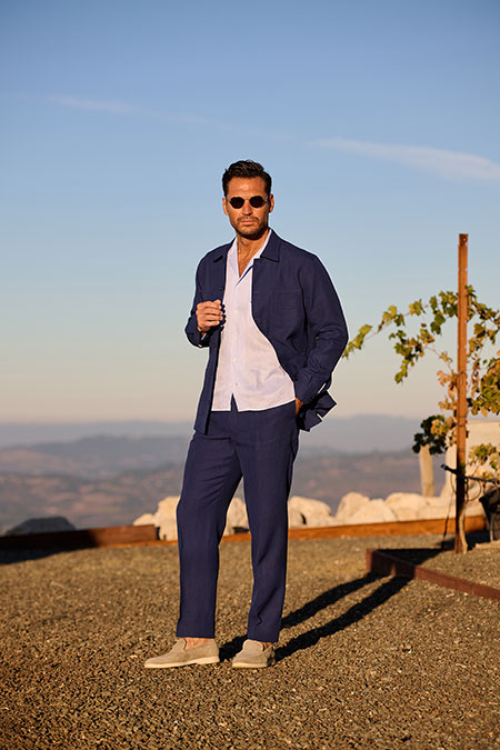 Navy Linen Overshirt Suit