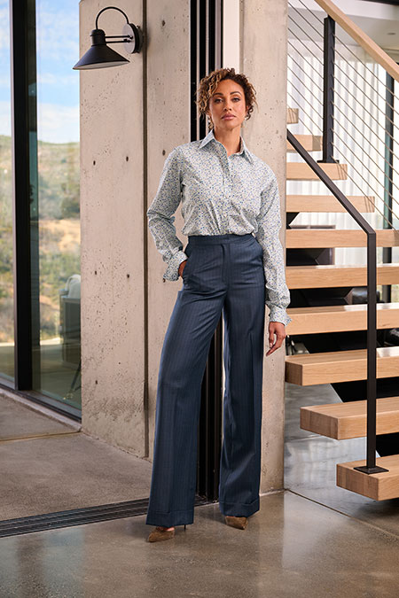 Navy Stripe Seersucker Trousers