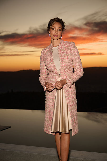 Apricot Tweed Long Jacket