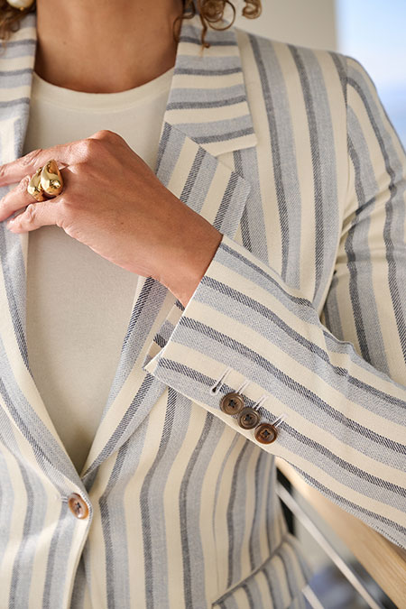 White & Blue Stripe Suit