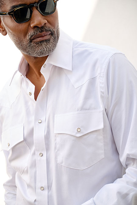 Men's Elevated Casual Collection 2025                                                                                                                                                                                                                     , White Western Snap Shirt
