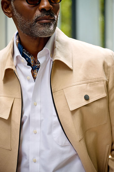 Tan Linen Trucker Jacket