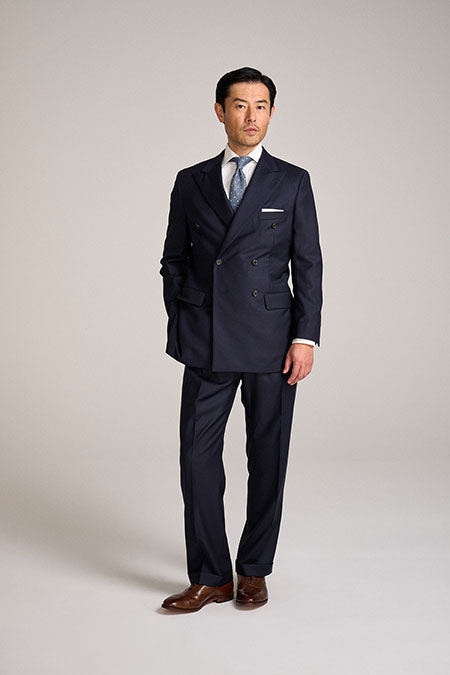 Double Breasted Navy 100% Super 120s Wool Suit