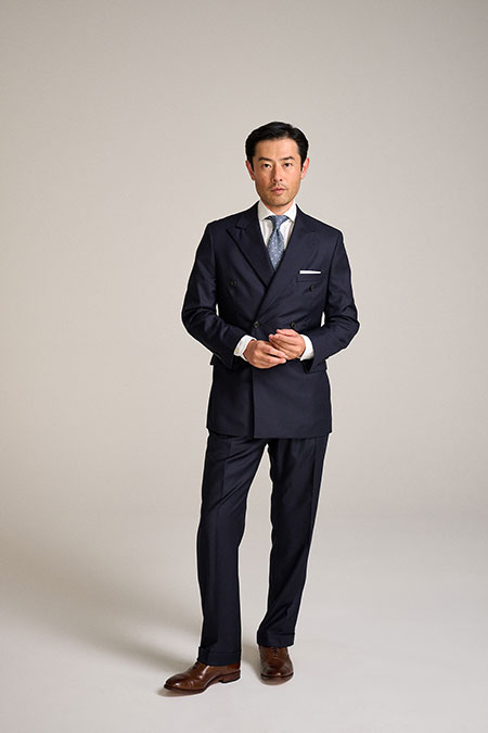 Double Breasted Navy 100% Super 120s Wool Suit