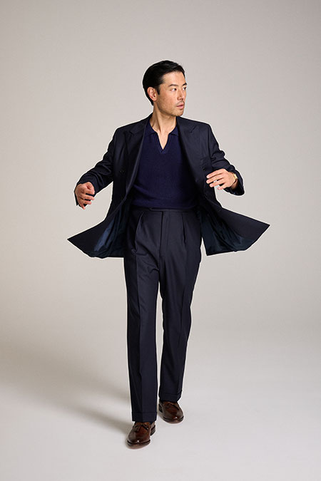 Men's Custom Capsule                                                                                                                                                                                                                                      , 100% Super 120s Wool Double Breasted Navy Suit