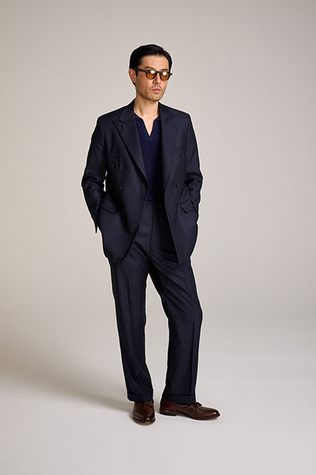 Men's Custom Capsule                                                                                                                                                                                                                                      , 100% Super 120s Wool Double Breasted Navy Suit