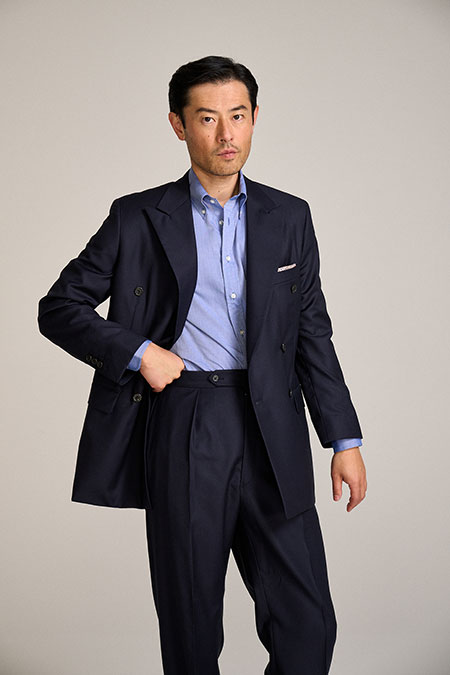Men's Custom Capsule                                                                                                                                                                                                                                      , Double Breasted 100% Super 120s Wool Navy Suit