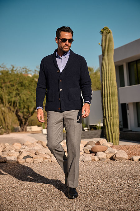 Navy Ribbed Cardigan