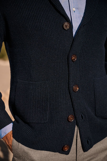 Navy Ribbed Cardigan