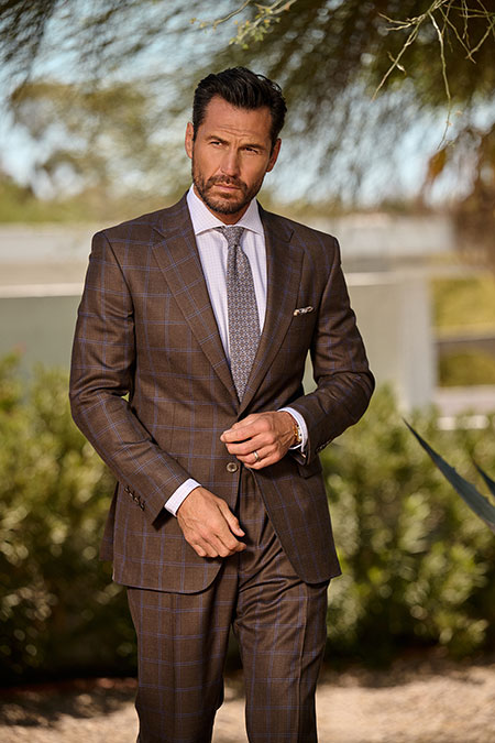 Men's FW26 Lookbook                                                                                                                                                                                                                                       , Brown Windowpane Suit