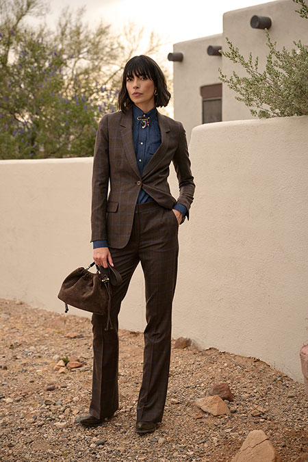 Brown & Blue Windowpane Suit