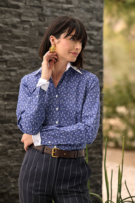 Navy Paisley Jacquard Shirt