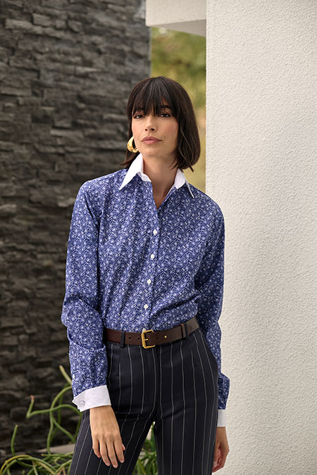 Navy Paisley Jacquard Shirt
