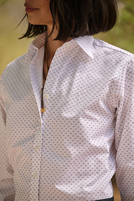 White & Blue Print Shirt