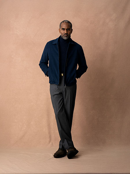 Navy Moleskin Driver Jacket