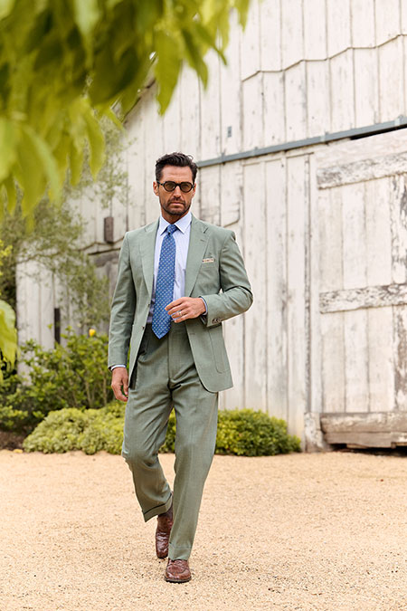 Olive Wool/Silk/Linen Suit