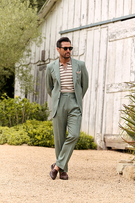 Striped Johnny Collar Knit