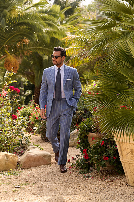 Slate Blue Striped Suit Holland & Sherry