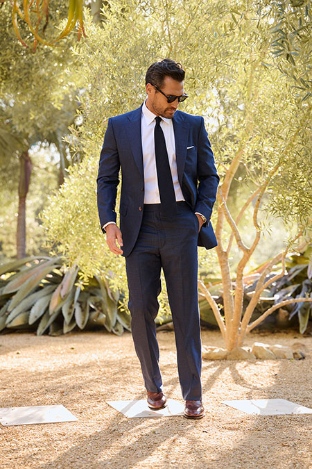 Navy Grid Check Suit