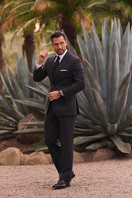 Spring Summer 26 Men's Lookbook                                                                                                                                                                                                                           , Charcoal Wool/Silk/Linen Suit