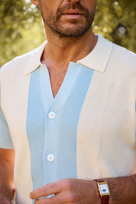 Color Blocked Knit Polo