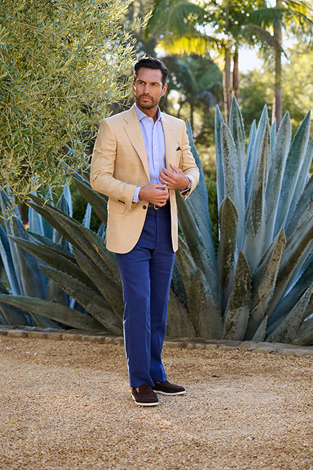 Navy Crushed Linen Trousers