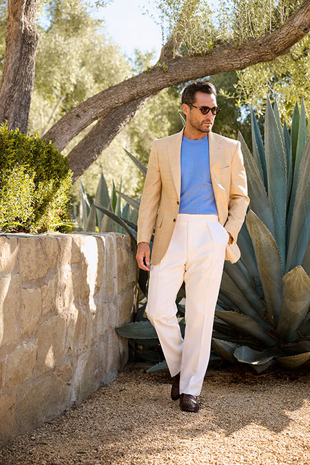 Spring Summer 26 Men's Lookbook                                                                                                                                                                                                                           , Ivory Wool/Silk/Linen Trousers