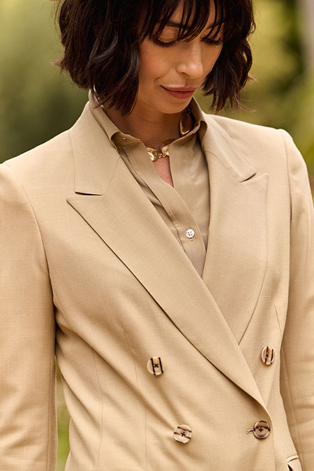 Spring Summer 26 Women's Lookbook                                                                                                                                                                                                                         , Khaki Double Breasted Suit