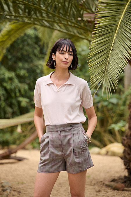 Pebble Pink Johnny Collar Knit Polo