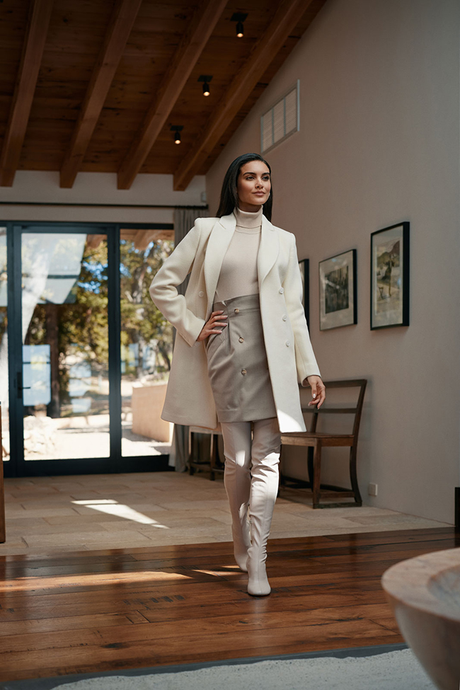 White Herringbone Topcoat