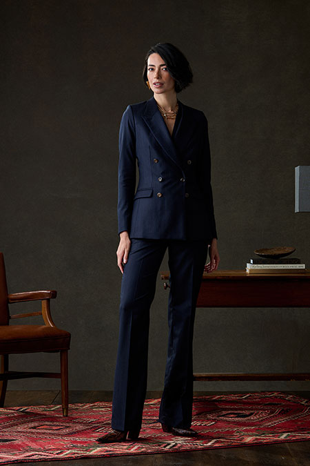 Navy & Brown Striped Suit