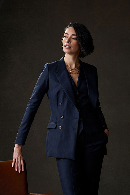 Navy & Brown Striped Vest