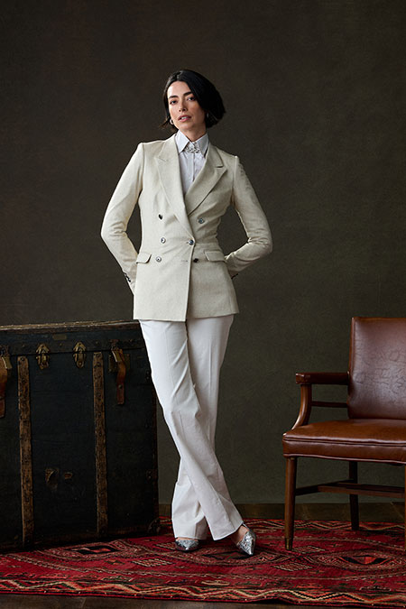 Fall/Winter 2025 Women's Lookbook                                                                                                                                                                                                                         , Ivory Corduroy Trousers