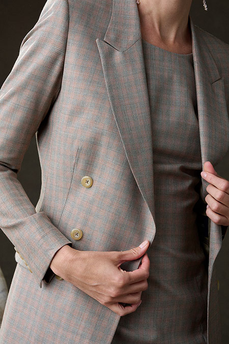 Tan & Orange Dress With Blazer