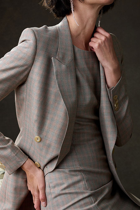 Tan & Orange Dress With Blazer