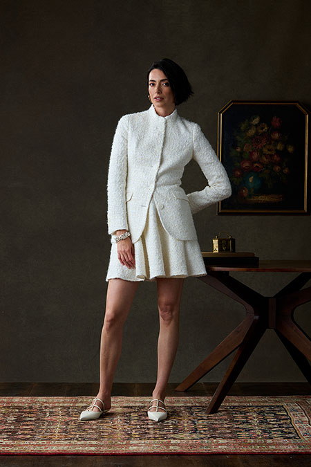 Fall/Winter 2025 Women's Lookbook                                                                                                                                                                                                                         , Ivory Tweed Suit - Holland & Sherry