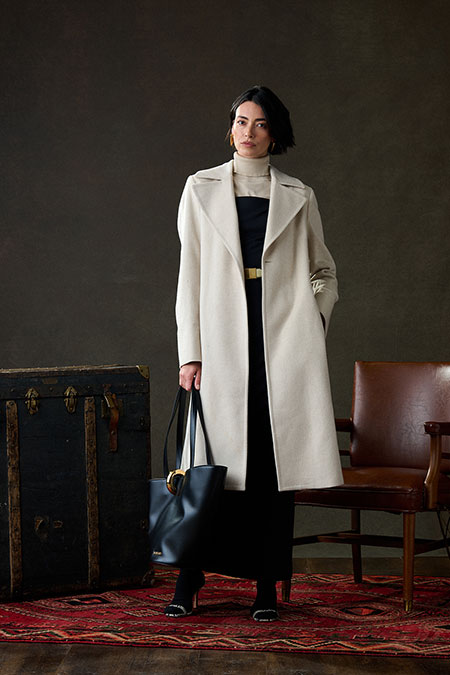 Fall/Winter 2025 Women's Lookbook                                                                                                                                                                                                                         , Cream Cashmere Top Coat - Holland & Sherry