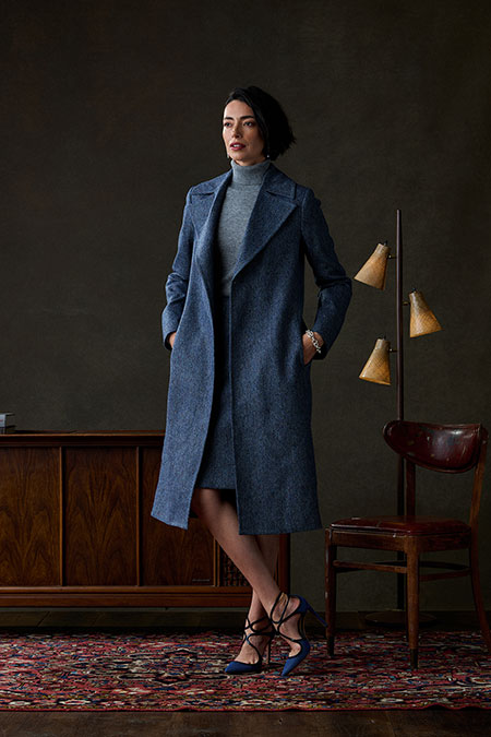 Blue Donegal Top Coat & Skirt - Holland & Sherry