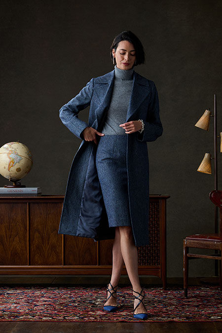Blue Donegal Top Coat & Skirt - Holland & Sherry