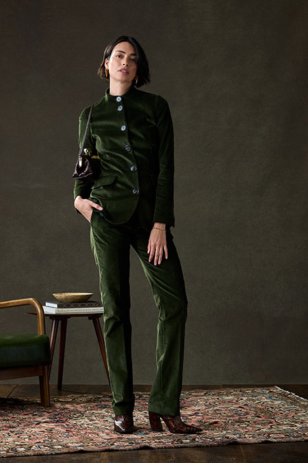 Fall/Winter 2025 Women's Lookbook                                                                                                                                                                                                                         , Green Corduroy Suit