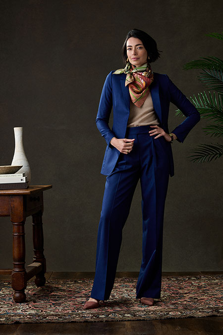 Fall/Winter 2025 Women's Lookbook                                                                                                                                                                                                                         , Royal Blue Tic Weave Suit