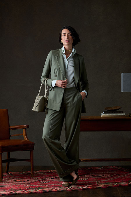 Fall/Winter 2025 Women's Lookbook                                                                                                                                                                                                                         , Olive Gabardine Suit