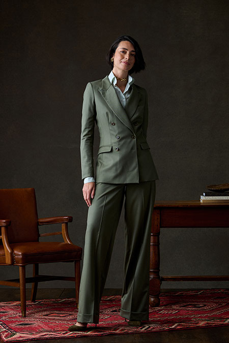 Olive Gabardine Suit