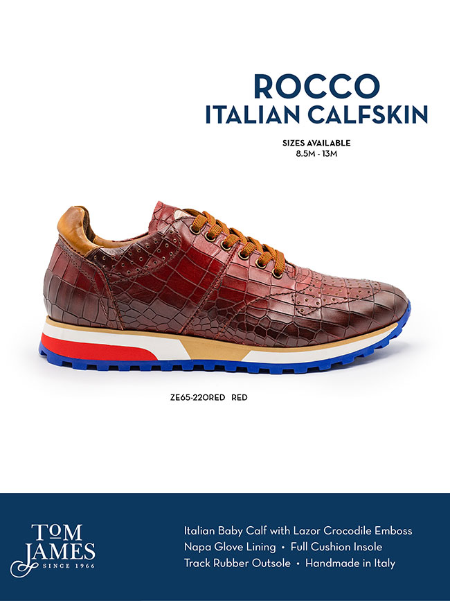                                                                                                                                                                                                                                                          , Rocco Italian Calfskin Embossed Crocodile Sneaker